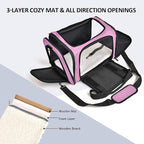 Henkelion Pet Carrier for Small Medium Cats Dogs Puppies up to 15 Lbs, TSA Airline Approved, Soft Sided, Collapsible Travel - Pink