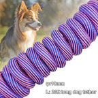 BTINESFUL 8/12/20/30/50/75ft Dog Tie-Out Long Tether Rope Dog Lead for Yard | Large Medium Dog Line for Outside Training, Playing, Camping, Backyard Leash (20ft, Pink Blue)