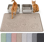 Cat Litter Mat Large Litter Box Mat, 31.5x23.6 Beige, Premium BPA-Free Silicone Rubber Kitty Litter Mat for Litter Box, High Edge Scatter Control Non-Slip Waterproof Litter Trapping Mat