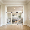 Lumizone 55.12" Extra Tall Pet Gate for Cat Dog 63.39"-67.90" Wide Cream | Extra Tall Cat Gate for Doorway Hallway Stairs Pressure Mounted 1.37" Gap No Drilling Auto-Close Dual-Lock