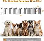 SNUOWU 16 Inch Full Metal Freestanding Short Dog Gate for Small Dogs, Foldable 8-Panel Pet Barrier, Expands Up to 96" Wide, Indoor Safety Fence for Doorway, Home & Stairs, Black