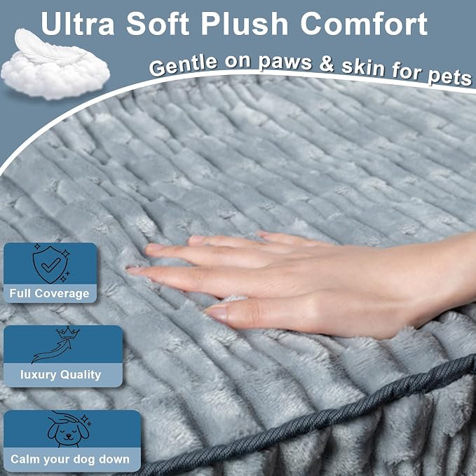 Front Seat Dog Car Seat Cover, Plush Waterproof Protector, Grey | Non-Slip Backing, Soft, Side Flaps, Full Coverage, Hair, Dirt & Scratch Defense, Machine Washable, Fits Cars, SUVs & Trucks