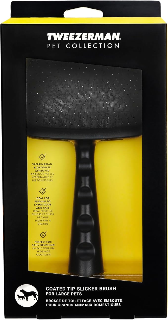 Tweezerman Slicker Brush for Pets-Grooming Brush with Coated Bristles