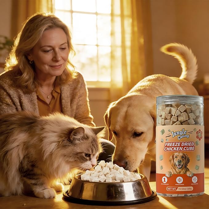 Jungle Calling Freeze Dried Chicken Cat & Dog Treats, 670 Pcs, 10.58 oz | Single Ingredient, High Protein Chicken Bites, Grain-Free, Additive-Free Training Treats & Food Toppers for Cats & Dogs