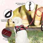 Service Dog Vest Harness and Leash Set, Animire in Training Dog Harness with 10 Dog Patches, Reflective Dog Leash with Soft Padded Handle for Small, Medium, Large, and Extra-Large Dogs (RED,XL)