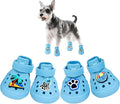 Dog Shoes,Non-Slip Waterproof Sandals for Hot Pavement, Breathable Perforated Boots,Adjustable Straps Dog Rain Booties for Summer Beach and Rainy Day(Blue,#7)