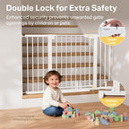 Cumbor 29.7-51.5 in Extra Wide Baby Gate for Stairs, Dog Gate Indoor White | Mom's Choice Awards Winner, Auto Close with Double Lock, One-Hand Open Child Gate for Toddlers & Pets, Pressure Mounted