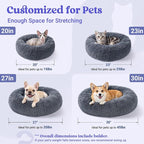 rabbitgoo Calming Cat Beds for Indoor Cats, 23 inches, Dark Grey | Soft Warm Donut, Fluffy Faux Fur, Supportive Raised Rim, Anti-slip, Machine Washable, Up to 25lbs Cats & Small Dogs
