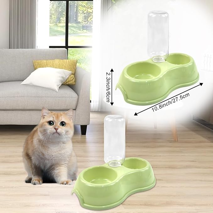 Kitten Starter Kit - 15 Piece Cat Essentials Set Includes Litter Box, Toys, Collars, Scratch Pad, Nail File, Automatic Feed Bowls, Grooming Gloves for Daily Life (Green)