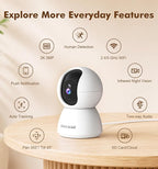 CiKiKWVO 2K Indoor Security Camera, Dual-Band WiFi Baby Pet Monitor, 2 Pack | Motion Detection, 360° Motion Tracking, IR Night Vision, Two-Way Talk, Smart Tracking for Home, Baby and Pet Monitoring