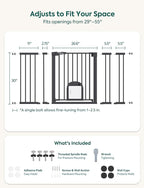 Babelio Extra Wide Baby Gate with Cat Door, CatPrivilege III, 29-55" | 30" Tall Pressure/Hardware Mounted Safety Gate for Large Openings, Auto-Close, Black