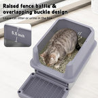 RIZZARI Cat Litter Box Non-Porous: Open High Sides for Indoor Cats | Open-Top Airflow / High Anti-Spill Edges / Wavy Mat Anti-Tracking / Spacious for All Breeds / Easy Visibility for Quick Clean