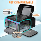 Petskd Top and Side Expandable Pet Carrier Airline Approved, Purple | 19"L x 13"W x 9"H, for Southwest Allegiant Airlines, Lockable Safety Zippers and Anti-Scratch Mesh, Pets Under 12 lbs