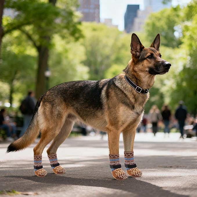 KOOLTAIL Dog Socks to Prevent Licking Paws for Hardwood Floors Anti Slip,Warm Winter Pet Boots&Paw Protector with Grippers,Double Sides Puppy Shoes Booties for Small Medium Large Senior Dogs XL