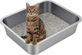 Large High Sided Stainless Steel Cat Litter Box | Sturdy Metal, Odor-free, Cat Litter Non-stick and Easy to Clean, Ideal for Indoor Cats, Kittens and Multicat Houses