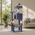 Cat Tree Tower 44 Inch for Indoor Kittens and Cats, Grey | Small Cat Tower with Condo, Hammock, Sisal Scratching Posts, Extended Perch