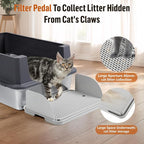 Cat Litter Box Step, Cat Step with Detachable Splash-Proof Baffles, Grey | Litter Box Ramp with Filter Function, Litter Catcher for Kittens & Elderly Cats, Non-Slip Cat Litter Mat Pedal, Easy to Clean