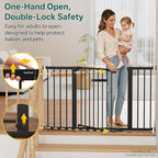 InnoTruth 29.6-50.1 in Extra Wide Baby Gate for Stairs and Doorways, Black | Indoor Metal Dog Gate for Pets, Auto Close 2 Way Swing Walk Through Door, Double Lock & Y-Bolts, Pressure or Hardware Mount