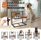ADENGL Elevated Dog Bowls with Slow Feeder Dog Bowls, 5 Height Adjustable Raised Bowl Stand with 2 Stainless Steel Food & Water Container, Pet Bowl Elevated for Medium Large Pet