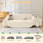 Deep Dream Cat-Scratch Resistant Couch Cover, Waterproof Sofa Cover for 3 Cushion Couch Washable, Pet Friendly Couch Protectors Anti Slip Thickened Sofa Slipcovers for Dogs Pets, 91" x 134", Beige