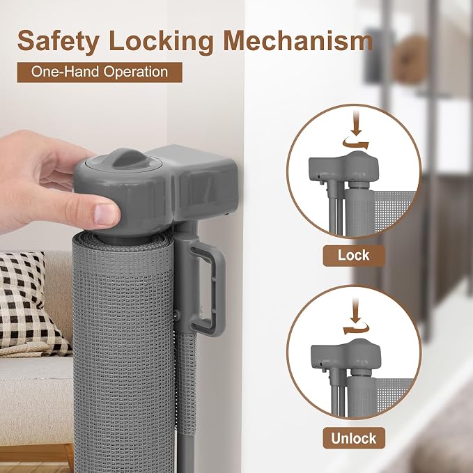 Miumoon 200 inch Reinforced Retractable Baby Gates 42 inch Tall | Retractable Dog Gate with No Crawl Through Reinforced Strip, 16 FT Extra Long Retractable Gate Outdoor, Garage Gate