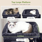 Globlazer Large Cat Tree, 80in Tall Climbing Tower, F80F, Dark Grey | Multi-Level Cat Scratching Tower for Indoor Multiple Large Adult Cats Kittens with 3 Cat Caves, 3 Hanging Baskets