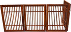 Urnporium Freestanding Wooden Dog Gate Foldable Indoor Pet Gate No Drill Expandable Barrier for Doorways Stairs Hallways Portable Wood Fence for Small Dogs & Puppies (Brown Pet Gate, 4 Panel 24" Tall)