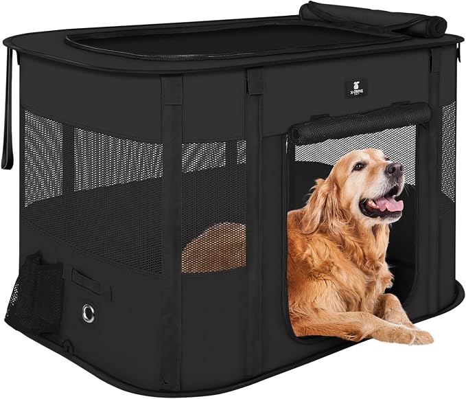 X-ZONE PET Dog Playpen, Puppy Cat Play Pen Portable Foldable Indoor/Outdoor Tent Crate Cage, Portable Pet Crate Medium Size Black 33"