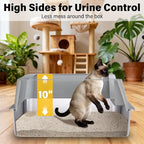 Stainless Steel Litter Box XL-Large High Sided Cat Litter Box | Metal Cat Litter Box with Lid and Scooper, Easy Clean, Non Stick & No Smell-23"x15"x10"