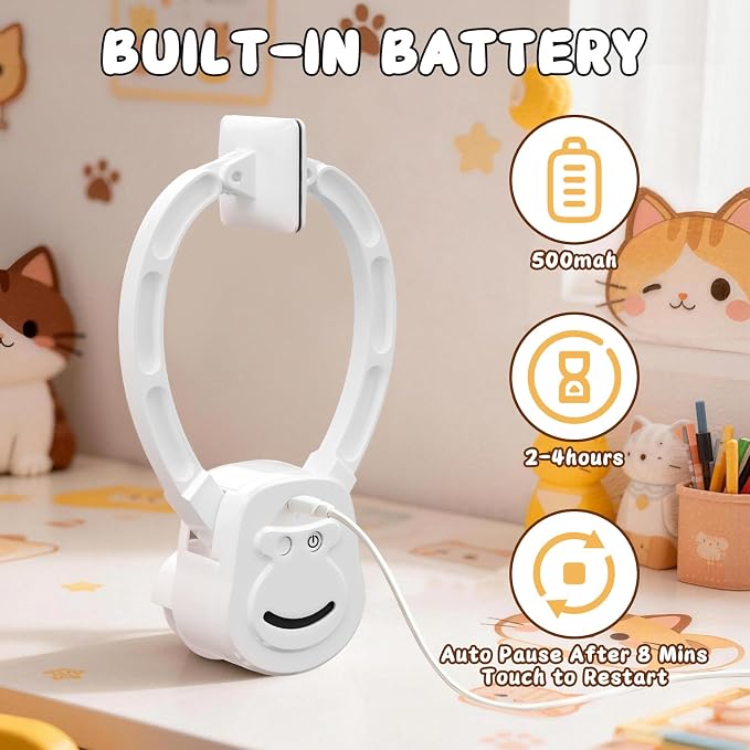 Automatic Interactive Cat Toy for Indoor Cats, Hanging Cat Toy | Door hanging design with 360° rotating motion, USB-C rechargeable and smart touch restart.