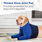 Lelepet Dog Recovery Suit for Front Legs, Dog Sleeve to Stop Licking Blue | Elbow Protector for Leg Injuries Shoulder Wounds After Surgery Male Female,Zippered Long-Sleeved Shirt Cone Alternative S-3XL