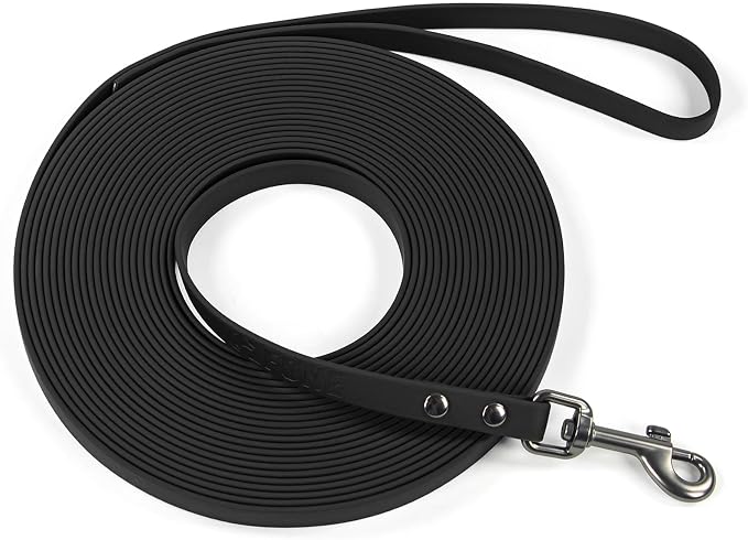 Wolfone Waterproof Dog Leash 50FT Long Line Recall Training Lead | 50FT Dog Leash Durable PVC coated long line with easy clean surface, nylon core for recall training and outdoor use
