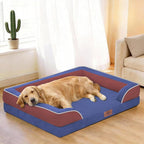 Comfort Expression Orthopedic Dog Bed for Extra Large Dogs with Bolster | Waterproof Dog Couch Bed with Washable Cover & Non-Slip Bottom, Supportive Egg Crate Foam XL Pet Bed, 42x30 Inch