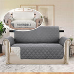 H.VERSAILTEX Loveseat Slipcover Reversible Loveseat Cover Seat Width Up to 54" Water Resistant Couch Cover with Elastic Strap Quilted Furniture Protector for Pets(Oversized Loveseat, Grey/Beige)