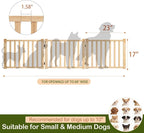 Wooden Freestanding Dog Gate Indoor - 16.9" H 3 Panels | No-Painted Foldable Pet Gates, Portable Puppy Gate for Doorways, Stairs, Hallways