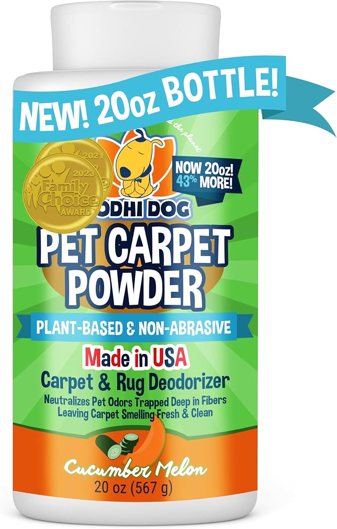 Bodhi Dog Natural Carpet Deodorizer Powder - Dry Pet Smell Eliminator & Urine Odor Remover - Loosens Fur & Dirt - Plant-Based Room Freshener for Vacuuming Home with Pets - Cucumber Melon (Pack of 1)