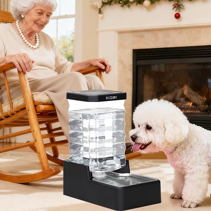 RIZZARI 8L Gravity Dog Water Dispenser, Gravity Water Bowl | Medium & Large Dog Use,Compact Space-Saving Size,Easy Water Monitoring,Convenient Daily Refills,Indoor Pet Water Solution