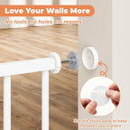 34" Tall Baby Gate No Drilling, Auto Close Dog Gate Indoor, White | for Doorways & Stairs, Pressure Mounted 29"-51" Extra Wide Pet Gate, Easy Walk Through Gate for Baby & Pet Stroller Friendly