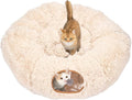 Avont Cat Tunnel Bed, Washable Cushion, Large 3-in-1 Play Tube for Cats | Play, Rest & Snuggle | Spacious for Big Cats | Durable Toggle Design | Removable Washable Cushion | Beige