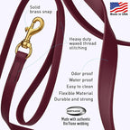 Viper Biothane K9 Working Dog Leash Waterproof Lead for Tracking Training Schutzhund Odor-Proof Long Line with Solid Brass Snap for Puppy Medium and Large Dogs, 20ft Merlot Burgundy