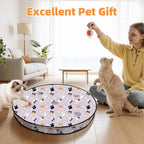 Interactive Cat Toy for Indoor Cats-Hide and Seek Cat Toy with 5-Holes Mat,Automatic Cat Toy Ball with Mouse Squeak in Pouch,Rechargeable Kitten Toy,Motion Activated Ball