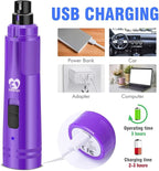 Casfuy Dog Nail Grinder with LED Light - Upgraded 2-Speed Electric Pet Nail Trimmer Powerful Painless Paws Grooming & Smoothing for Small Medium Large Dogs & Cats (Purple)