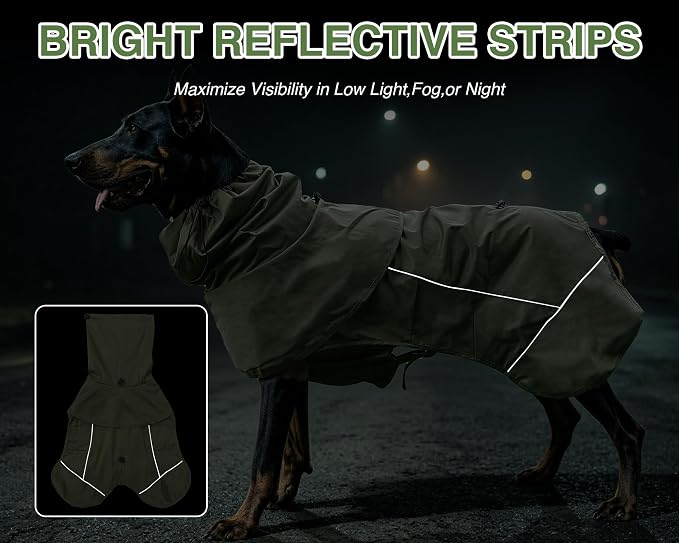 Skmeditec Dog Raincoat with Hood, Waterproof Puppy Rain Coat, Windproof Breathable Jacket with Mesh Lining, Outdoor Hiking Shell Coat for Small Medium Large Sized Dogs (Green, XL)