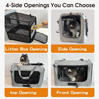 Extra Large Expandable Cat Carrier Soft Sided for Car, Portable Small Dog Carrier for 2 Cats, 24"x16.5"x16" Road Travel Folding Comfortable Design with Litter Box and Bowl