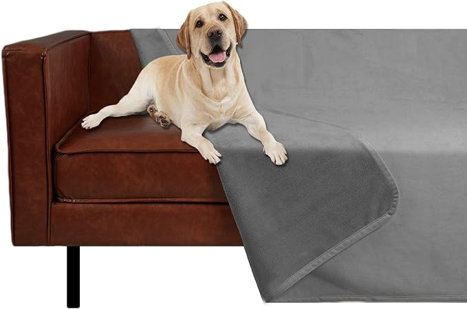 Ameritex Pet Bed Blanket Reversible 100% Waterproof Velvet Super Soft for Sofa and Bed (40x60 Inches, Light Grey+Grey)