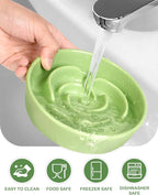 TRUVIC Ceramic Slow Feeder Dog Bowls Small Breed, 0.6 Cup Slow Feeder Cat Bowls for Fast Eaters, Ceramic Dog Food Dish no Black Chin, Puzzle Bowl for Small Dogs and Cats, Green