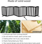 ZJSF Foldable Freestanding Indoor Dog Gate for House Wood White Long Pet Gates Dog Fence for Stairs Puppy Gates for Hallways, Puppy Gate,Support Feet Included, Black, 24 "Height-6 Panels