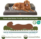 Orthopedic Washable Dog Bed for Large Dogs, 36x27in, Dark Green | Orthopedic Foam Eases Joint Pressure, Bolsters Supports Head And Neck, Washable Pet Beds, Removable Cover, Non-Slip Bottom
