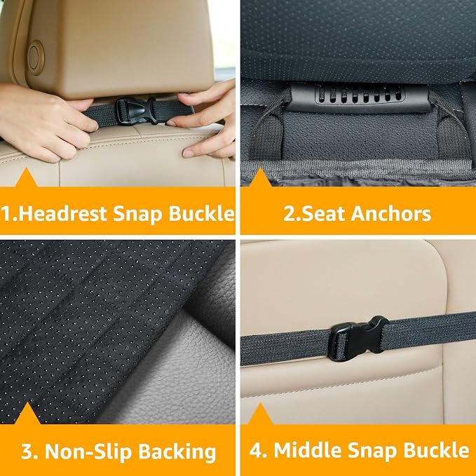 PETICON Waterproof Front Seat Car Cover 2 Pack, Full Protection | Dog Car Seat Cover with Side Flaps, Nonslip Scratchproof Captain Chair Seat Cover Fits for Cars, Trucks, SUVs, Jeep, Gray