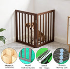 Dog Gate Indoor, Freestanding Dog Fence for The House, Doorways, Hallways,or Stairs,Pet Gate Foldable Wooden,Expandable 32" Height 2 Panels,Brown